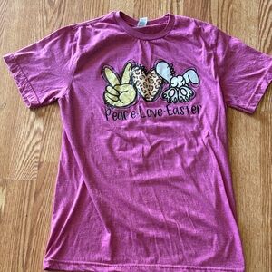 Gildan Kids Peace Love Easter Shirt - Purple